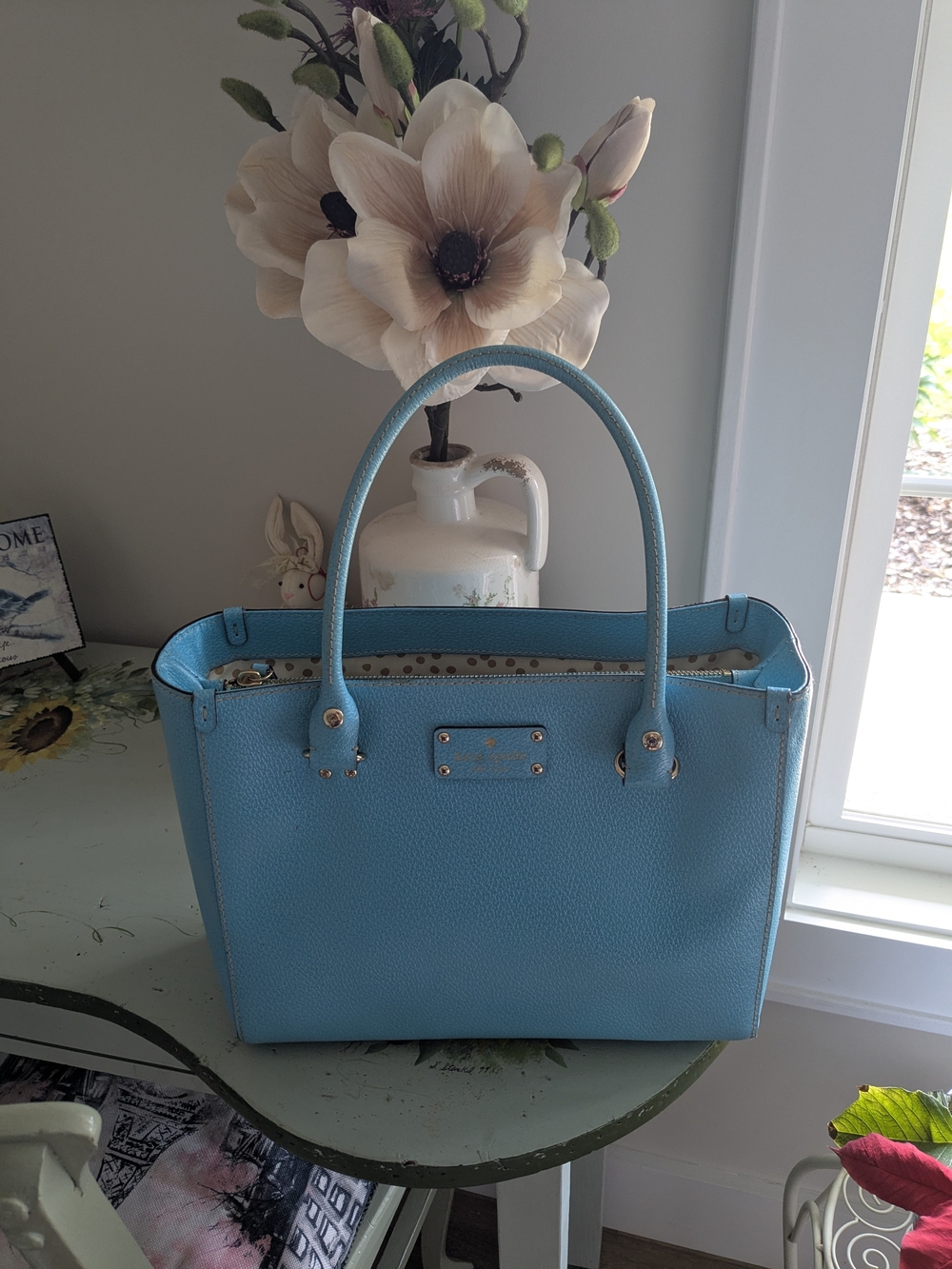 kate spade Sky Blue Pebbled Leather Tote - Picture 4 of 10